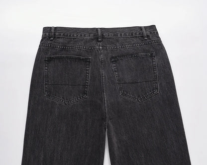 retro pu leather butterfly embroidery black jeans for men straight patchwork casual baggy denim pants loose jean trousers unique jeans style 1272