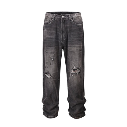 streetwear frayed hole distreesed ripped baggy jeans for men and women pantalones hombre y2k casual denim trousers oversized unique jeans style 5825