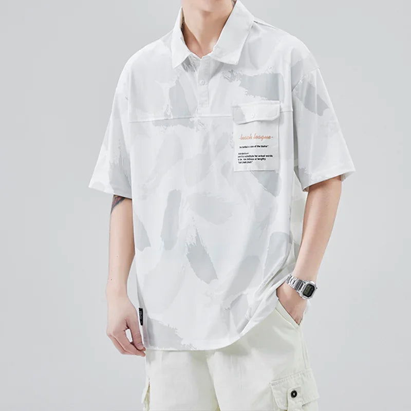Streetwear Summer Short Sleeve Lapel Polo Shirt Mens Full Print Tee Shirts Korean Summer Short Sleeve Lapel Polo Shirt Mens Full Print Tee Shirts Korean Fashion Pocket Golf Wear Button Camisa Polo Masculina Fashion Sweater Jacket With Graphic Design For Men