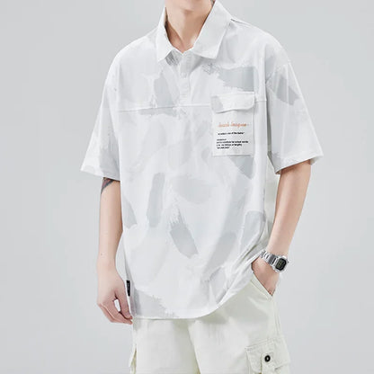 Streetwear Summer Short Sleeve Lapel Polo Shirt Mens Full Print Tee Shirts Korean Summer Short Sleeve Lapel Polo Shirt Mens Full Print Tee Shirts Korean Fashion Pocket Golf Wear Button Camisa Polo Masculina Fashion Sweater Jacket With Graphic Design For Men