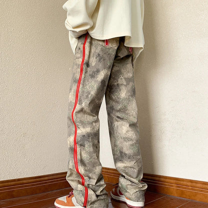 2023 outdoor side zipper camouflage baggy men cargo tracksuit pants overalls hip hop women sport long trousers spodnie dresowe unique cargo style 4071