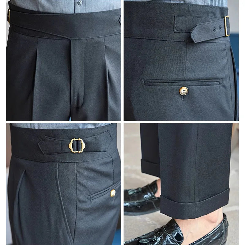men naples waist business casual fashion vintage ankle length suit pant gentleman party dress pants trousers unique default style 1502