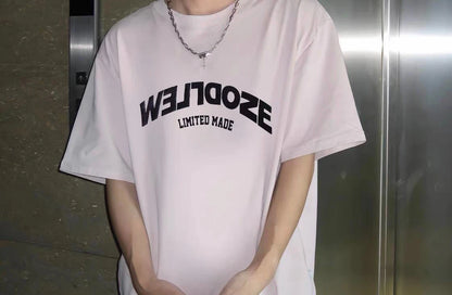 Summer Korean Letter Simple Printed Short-sleeved T-shirt Loose Ins Trend Men's Retro Street Hip-hop Half-sleeved Tops Street King Limited