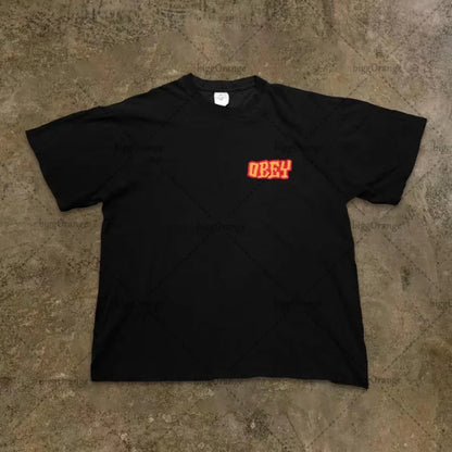 2023 American Streetwear Goth Punk Letter Print Oversized T-Shirts Men's Fashion Casual Loose Crew Neck Tops T-Shirts Women's Street King Limited