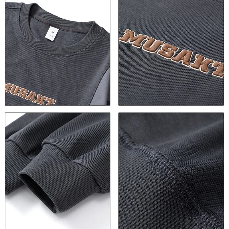 Men Handsome Splice Embroidery Fashion Loose Casual Pullover Sweatshirt Spring Autumn Plus Size Hoodies for Man Clothing Street King Limited