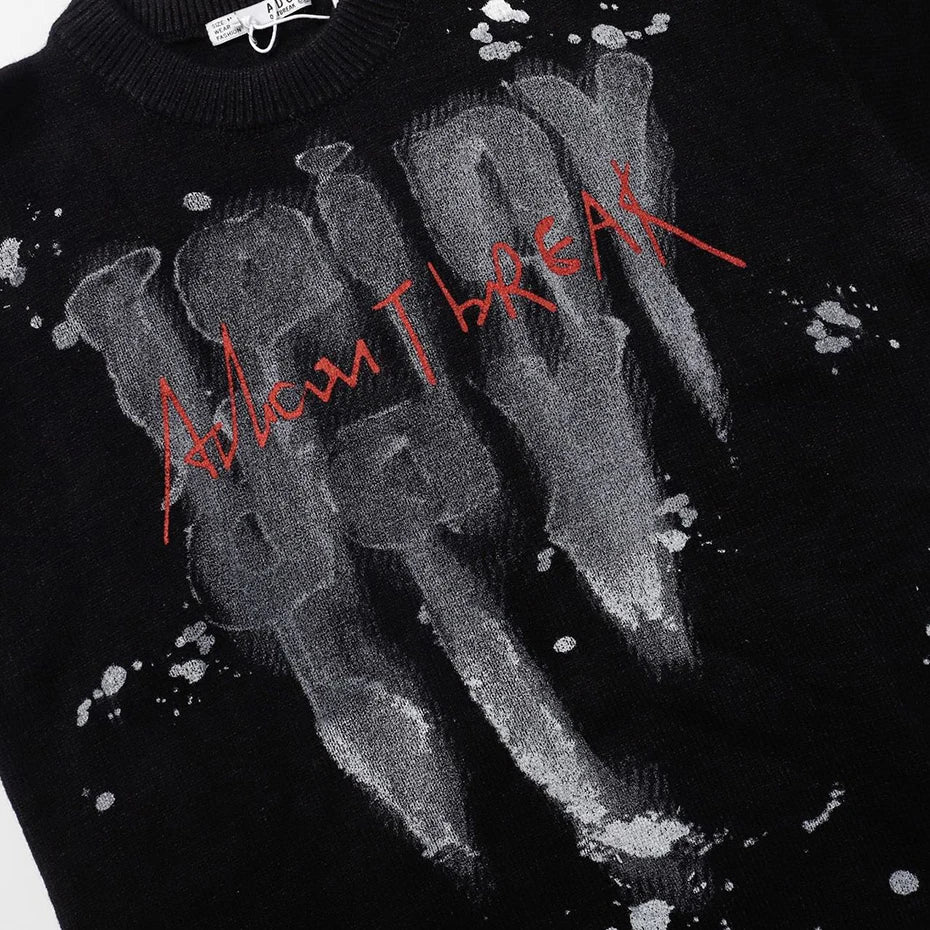 2023 Men Fashion Knitted Sweater Letter Printed Harajuku Oversized Hip Hop Sweaters Fall Winter Loose Jumper Pullovers Street King Limited