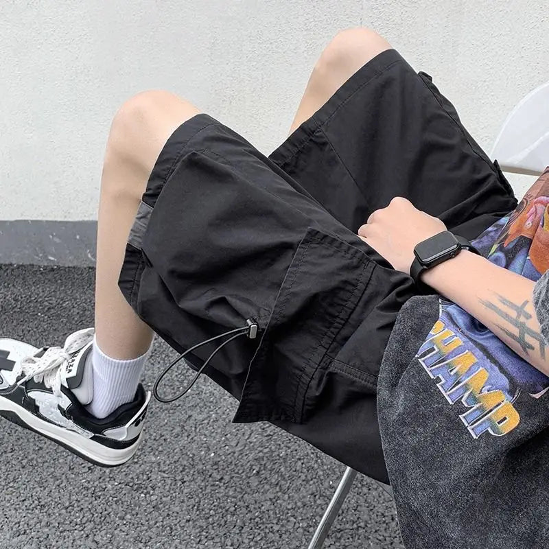Korean style functional casual work shorts men summer Y2K street hip hop casual trendy brand ins mid pants beach sports pants Street King Limited