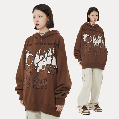 "Burning Up" Unisex Men Women Streetwear Graphic Hoodie Daulet Apparel