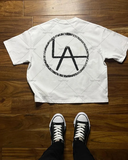 2024 Summer American Fashion Brand Street T-shirt Letter Printing Oversized Short-sleeved Men Y2K Fashion Loose Casual Clothing Street King Limited
