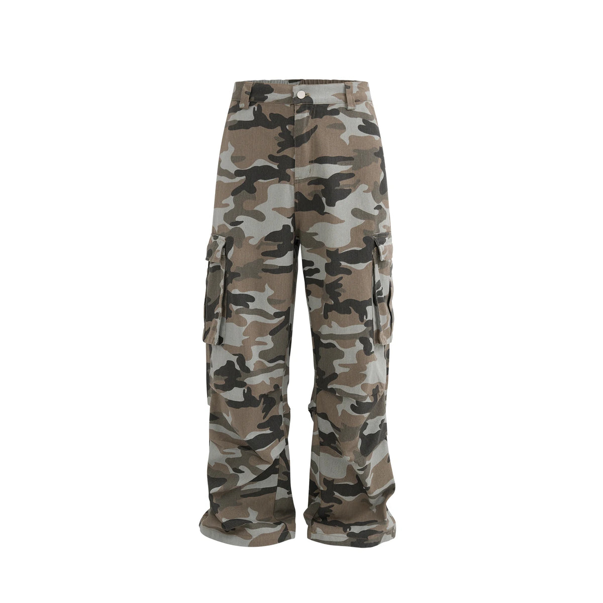 streetwear side pockets camouflage baggy cargo pants men and women straight patchwork casual jeans loose oversize denim trousers baggy cargo bottoms