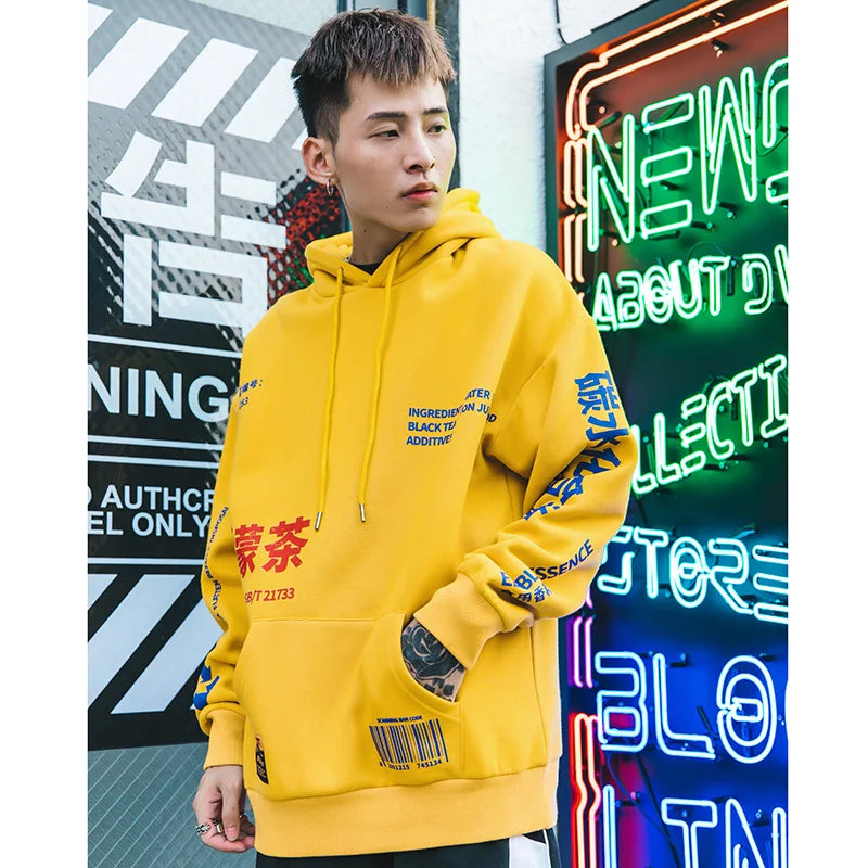 Men Hooded Pullover Streetwear Lemon Tea Print Deisgn Hoodie Sweatshirt Hip Hop Winter Fleece Hoodie Cotton Chinese Autumn 2023 Street King Limited