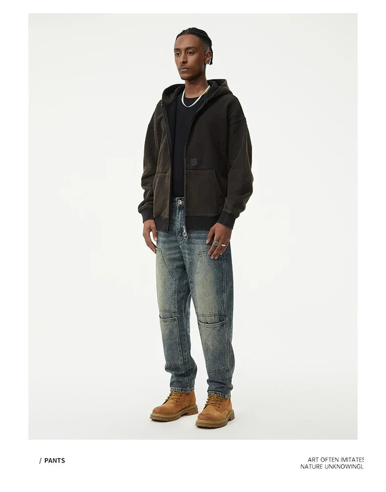 men streetwear fashion loose casual plus size denim harem jeans pant cityboy retro splice pocket cargo jeans trousers 40 38 unique cargo style 3059