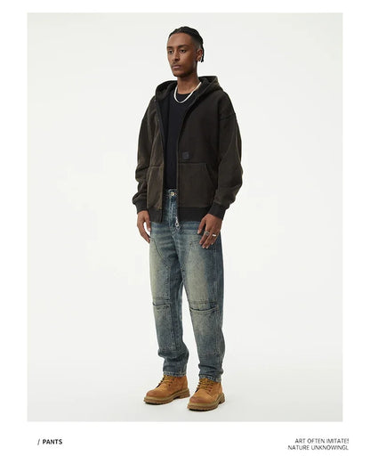 men streetwear fashion loose casual plus size denim harem jeans pant cityboy retro splice pocket cargo jeans trousers 40 38 unique cargo style 3059