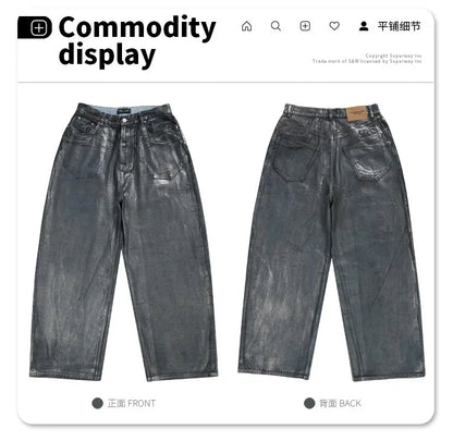 Autumn/winter 2024 loose wash jeans with silver coating Street King Limited