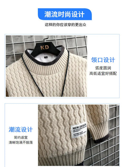Brand Clothing Men's Loose Pullover Male Slim Fit Fashion Knitted Sweater Man  Thick Warm Pull Homme Retro Stripe Sweaters 4XL Street King Limited