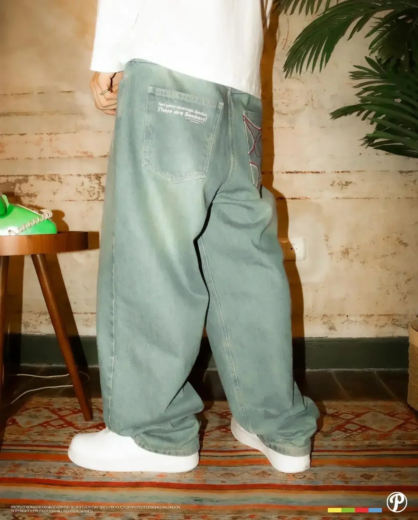 Y2K Mens Pants Letter Embroidered Retro Blue Loose Jeans High Waist Wide Leg Pants Harajuku Hip Hop Protect Streetwear Jeans Street King Limited
