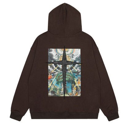 "Black Cross" Unisex Men Women Streetwear Graphic Hoodie Daulet Apparel