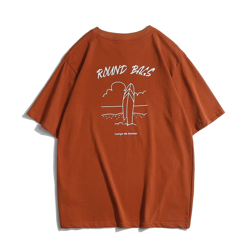 Japanese Vintage Spring New 320g Short-Sleeved T-Shirt Men's Casual Printed Half-Sleeved Bottoming Top Street King Limited