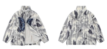 mens hip hop fleece jackets coats patchwork butterfly stand collar jacket parka zipper warm hairy jacket coat outerwear hipster unique default style 4270