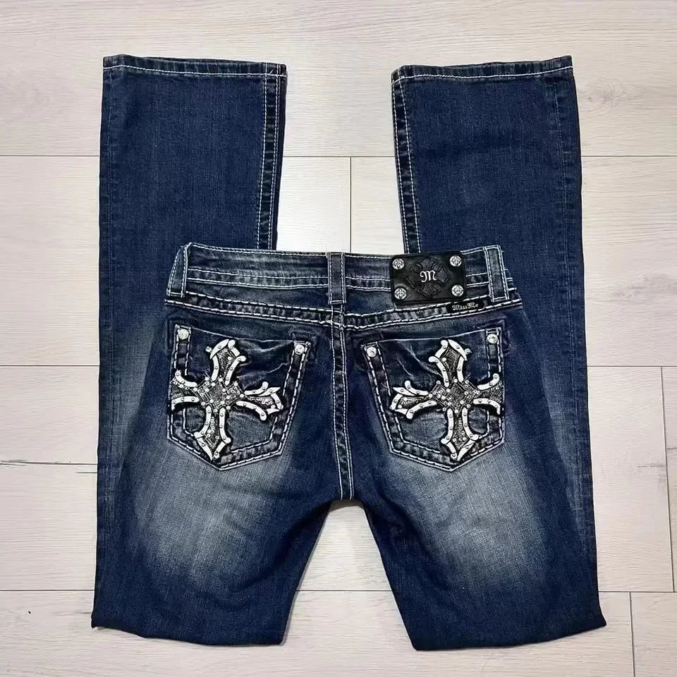 harajuku y2k new true religion high waist super t bootcut flared jeans street denim pants high waist straight leg wide leg jeans unique jeans style 1743