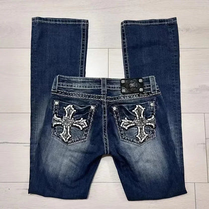 harajuku y2k new true religion high waist super t bootcut flared jeans street denim pants high waist straight leg wide leg jeans unique jeans style 1743