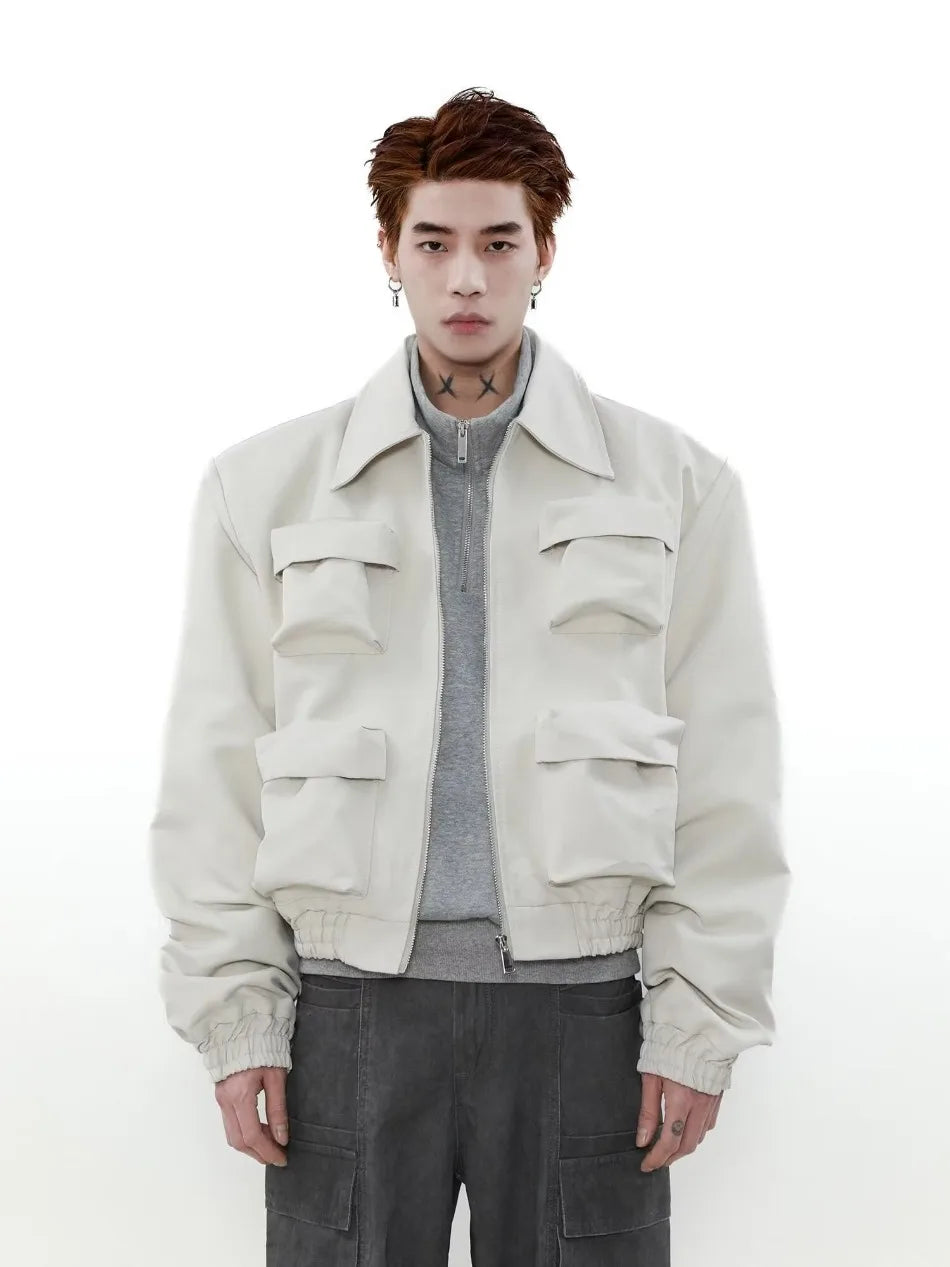 spring american pilot jacket mens street trend three dimensional multi pockets shoulder padded coats high street outwear unisex unique default style 3139