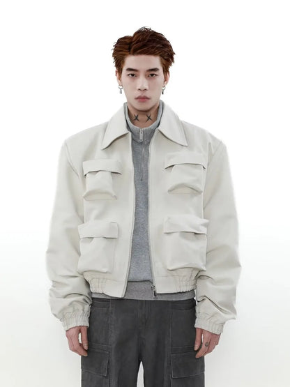 spring american pilot jacket mens street trend three dimensional multi pockets shoulder padded coats high street outwear unisex unique default style 3139