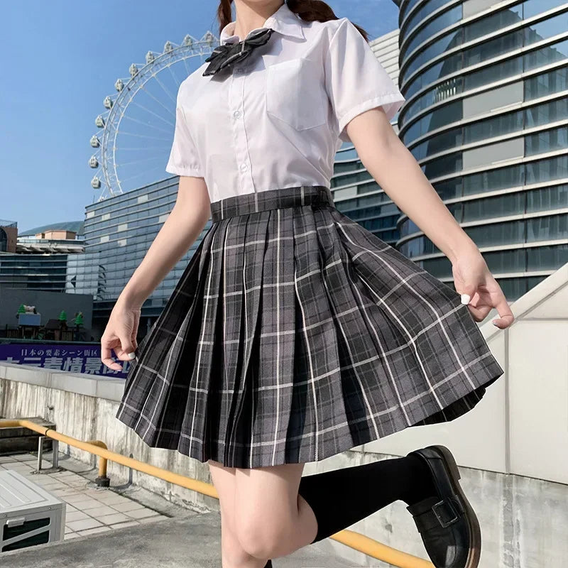 Jk Uniforms Gyaru School Uniform for Girl Student Pleated Skirt Uniform Set Women Short Sleeve Bow Tie Seifuku Japanese Style Street King Limited