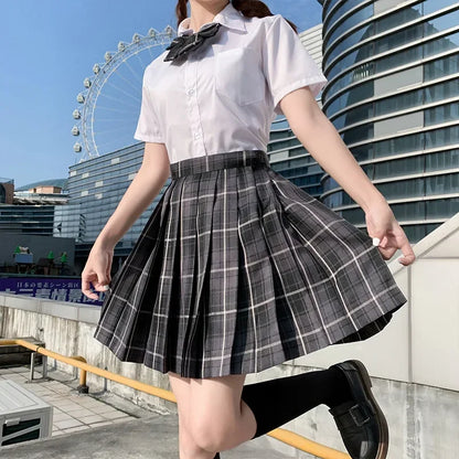 Jk Uniforms Gyaru School Uniform for Girl Student Pleated Skirt Uniform Set Women Short Sleeve Bow Tie Seifuku Japanese Style Street King Limited