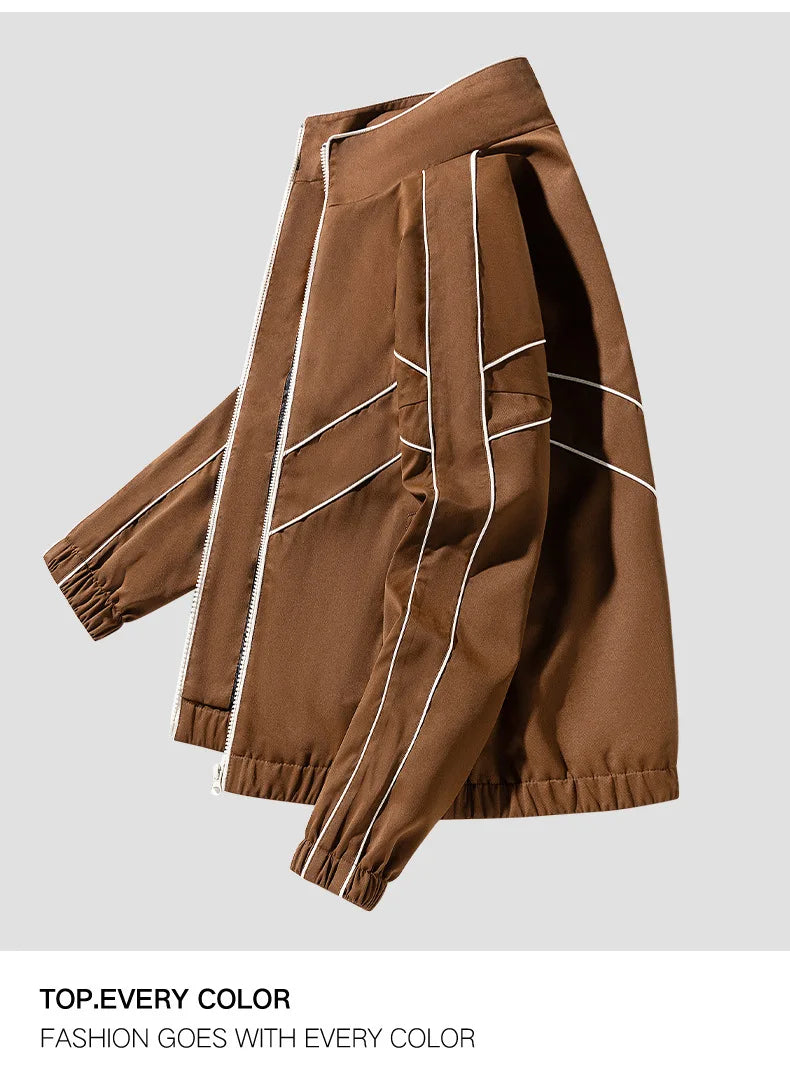 mens casual jackets oversized outdoor stand collar baseball coat spring casual varsity coat running fashion windbreaker unisex unique default style 3835