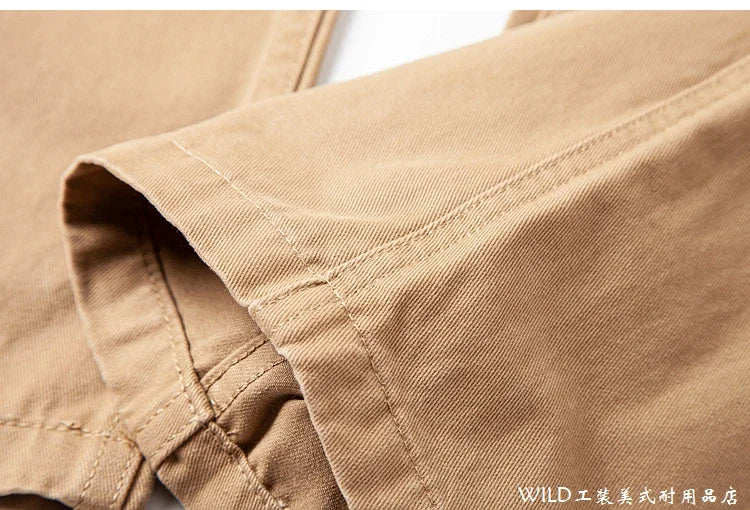 autumn winter heavyweight pure cotton thick american retro workwear khaki pants business casual mens basic solid color pants unique default style 1055