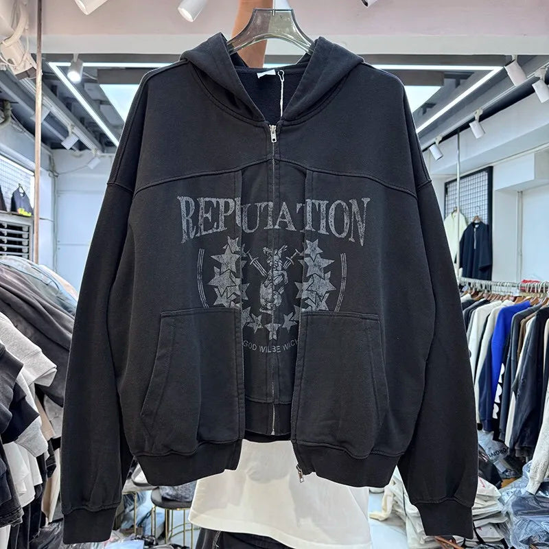 Double zipper hooded cardigan jacket Street King Limited