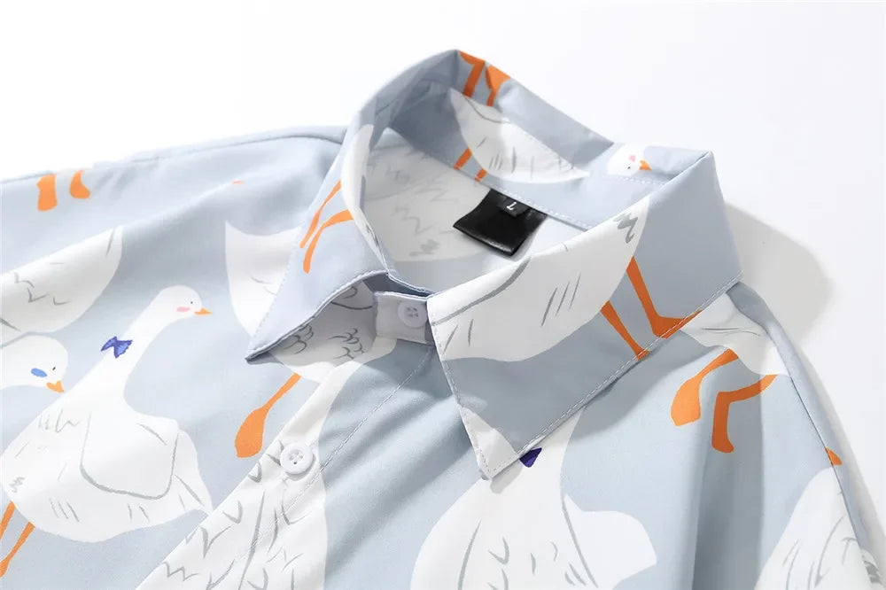 Dark Icon Full Prined Oversized Men's Shirt Short Sleeve Summer Streetwear Shirts for Men Street King Limited