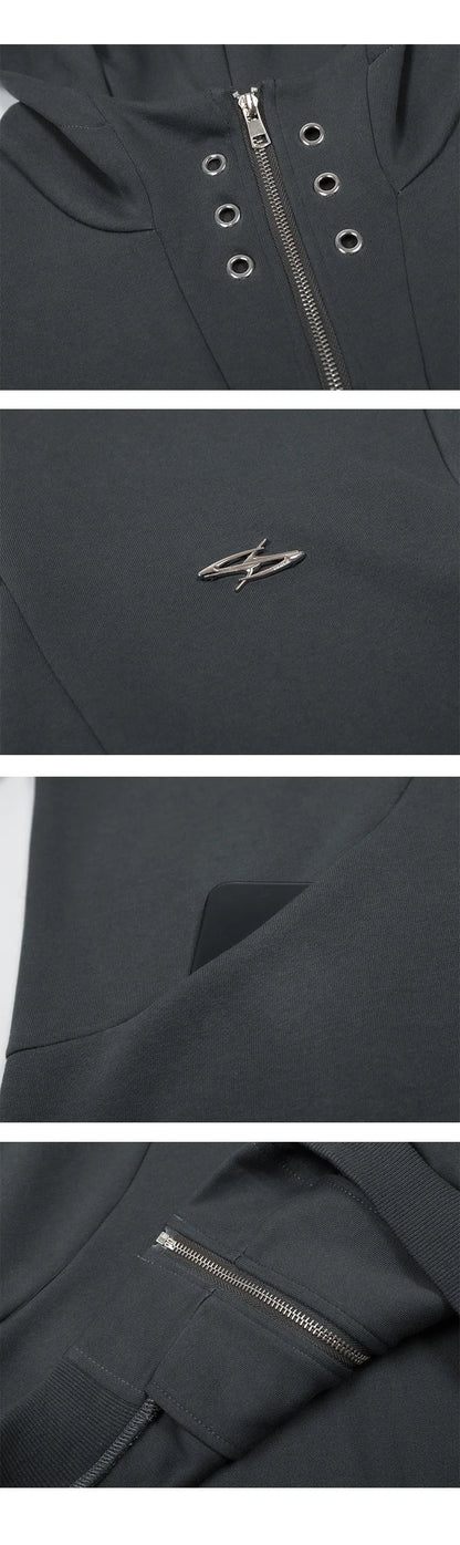 high street men structure line high collar hoodie jacket autumn winter rascal handsome versatile casual zipper coat unisex unique default style 5735