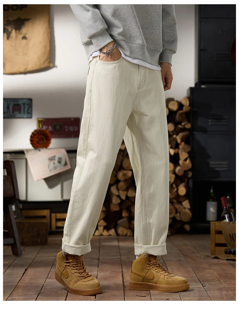 men classic fashion vintage loose casual plus size 28 42 ankle length white soft denim jeans pant cityboy harem jeans trousers unique jeans style 1979