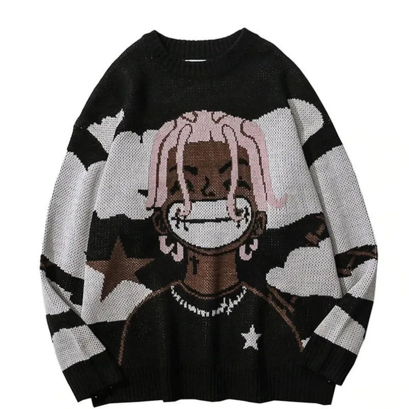 Traf-2024 Women's Sweater zssiibo Official Website Autumn New y2k Anime Cartoon Pattern Hoodie Women's Clothing Sales Street King Limited