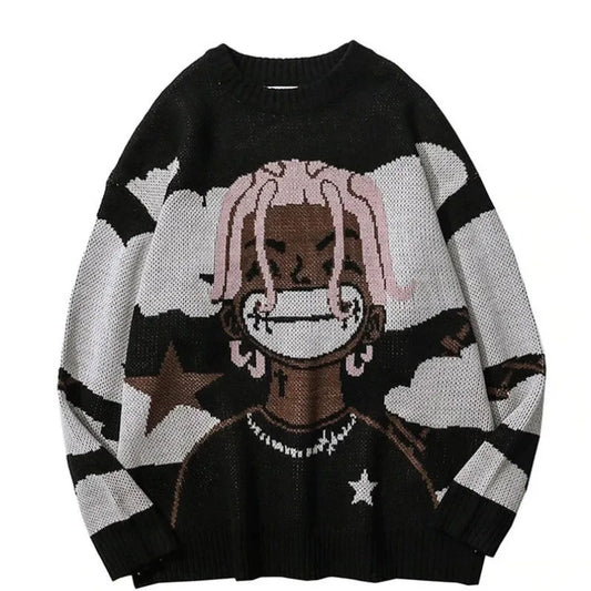 Traf-2024 Women's Sweater zssiibo Official Website Autumn New y2k Anime Cartoon Pattern Hoodie Women's Clothing Sales Street King Limited
