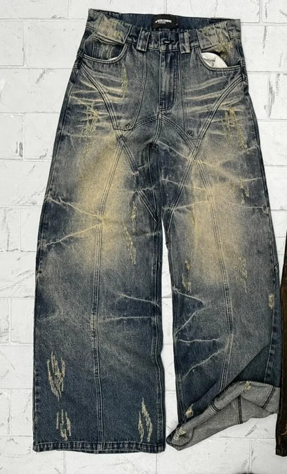 hip hop retro high waisted baggy jeans y2k jeans punk ripped jeans for women harajuku rock wide leg slouchy pants streetwear unique jeans style 2549