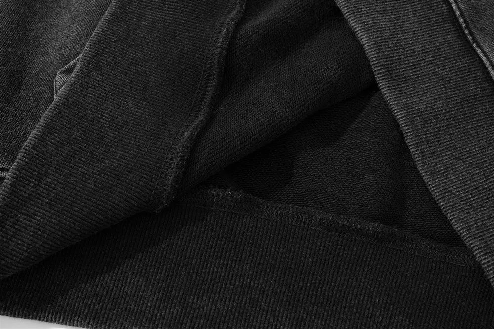Rainbowtouches Washed Hoodie For Men Vintage Popular Stranger Hip Hop Winter Printing High Street Clothes Black Men's Clothing Street King Limited