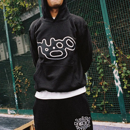 Harajuku Logo Embroidery Thick Fleece Hooded Hoodies for Men and Women Pullover Baggy Casual Sweatshirts Oversized Loose Hoody Street King Limited