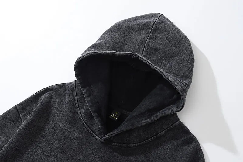 Hip Hop Hoodie Streetwear Vintage Skeleton Skull Print Oversize Punk Gothic Hooded Sweatshirt Harajuku Casual Loose Washed Tops Street King Limited