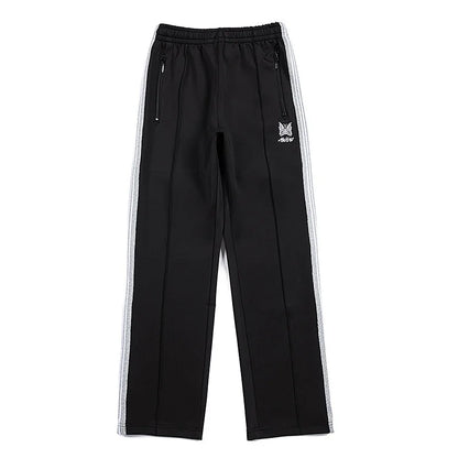 chaopai pattern embroidery loose casual pants side edge weaving straight leg pants men woman comfortable trousers minimalist street pants