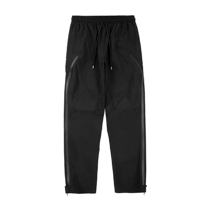 y2k pantalones hombre front two long zipper drawstring trousers unisex vibe style solid baggy cargo pants oversized overalls unique cargo style 621