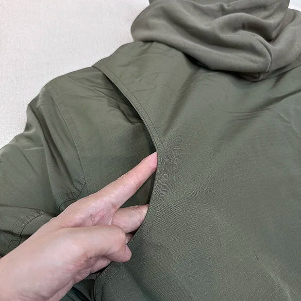 2024AW new cotton dress solid color hooded multi-pocket jacket Street King Limited