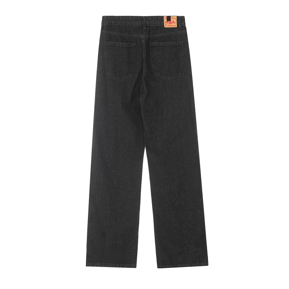 blue baggy jeans men letter printed straight denim pants fashion jeans male streetwear hip hop y2k loose trousers unique jeans style 4084