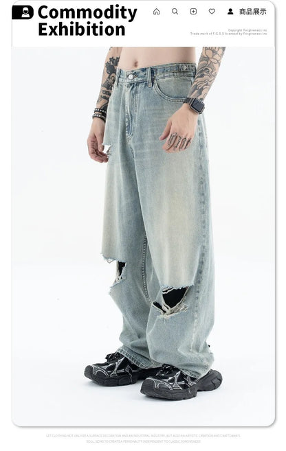 Straight Jeans with torn knees Street King Limited