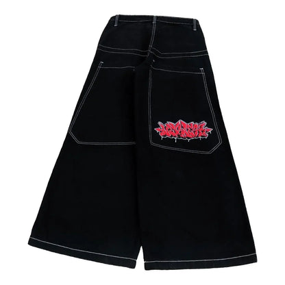 harajuku tapout and wexwear suit graphic embroidered jeans black skateboard pants y2k jeans tracksuit t shirt for men streetwear unique jeans style 2031