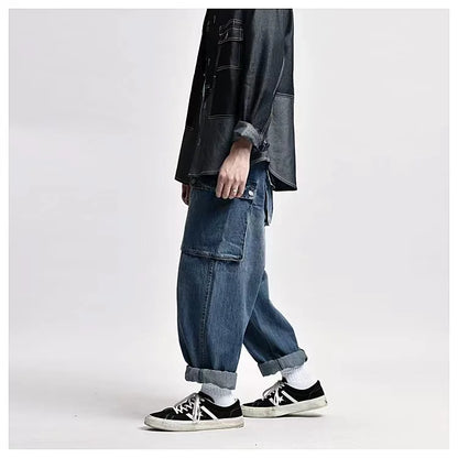 2023 men clothing chic denim overalls mens work cargo pants old school easy worker multi pocket bib jumpsuit denim pants unique cargo style 713