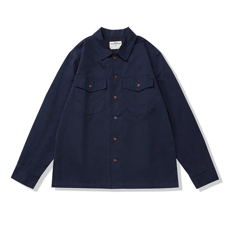 Amekaji Vintage Long Sleeve Cargo Shirt Men Kahki Lapel Multi-pocket Thick Tooling Shirt Autumn Engineer Workwear Cardigan Tops Street King Limited