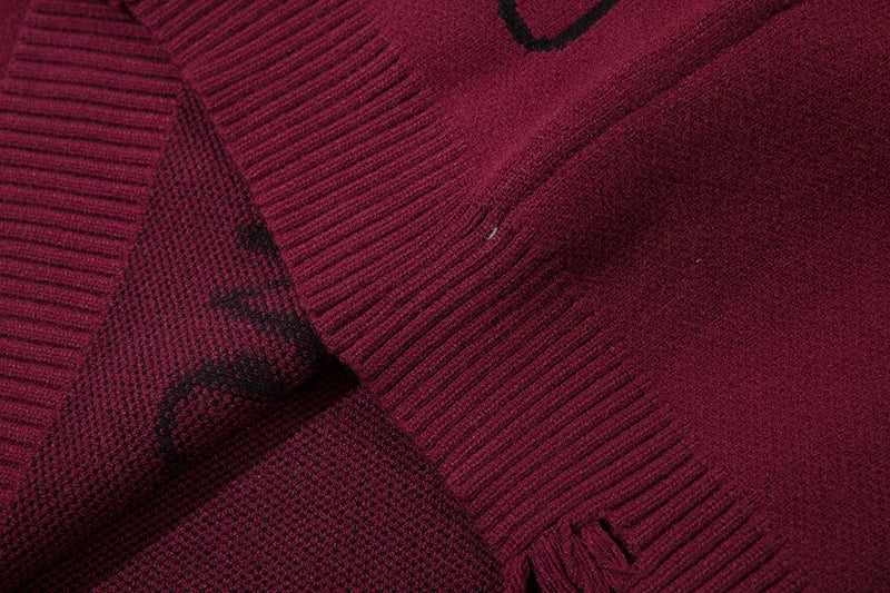 Hip Hop Knitted Sweater Mens Winter O-neck Harajuku Pattern Pullover Streetwear Casual Loose Pullover Sweaters Jumper Knitwear Street King Limited